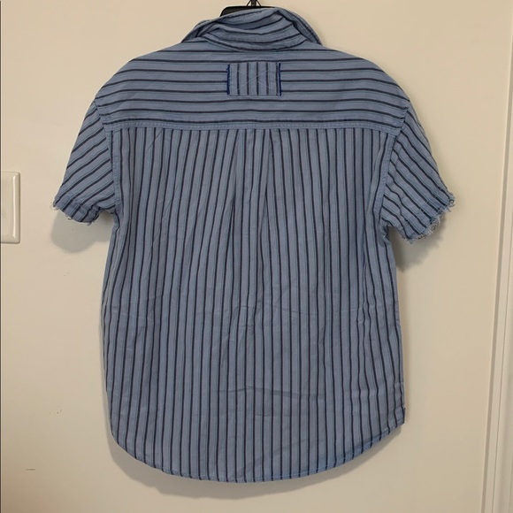 FREE PEOPLE Oversized Christopher Linen Striped Top NWT Blue - Picture 7 of 9